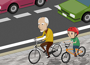 「自転車通行可」の標識等がない歩道において、下記の場合は自転車が歩道を通行してもよい。